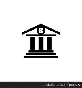 Bank Building. Flat Vector Icon. Simple black symbol on white background. Bank Building Flat Vector Icon