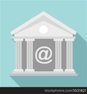 Bank building icon. Flat illustration of bank building vector icon for web design. Bank building icon, flat style