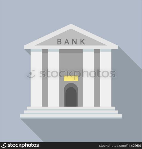 Bank building icon. Flat illustration of bank building vector icon for web design. Bank building icon, flat style