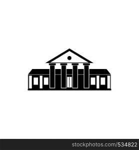 Bank building icon in simple style on a white background. Bank building icon, simple style