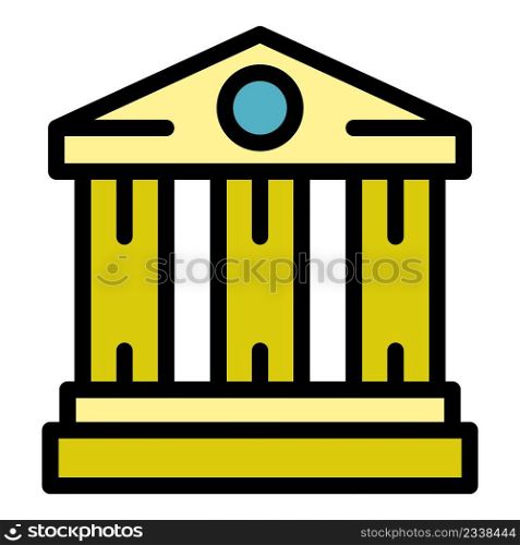Bank building icon. Outline bank building vector icon color flat isolated. Bank building icon color outline vector