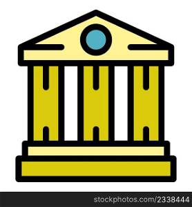 Bank building icon. Outline bank building vector icon color flat isolated. Bank building icon color outline vector