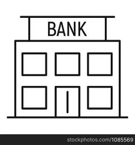 Bank building icon. Outline bank building vector icon for web design isolated on white background. Bank building icon, outline style