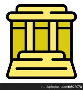 Bank building icon outline vector. Loan credit. Digital local color flat. Bank building icon vector flat