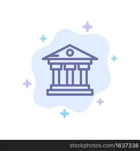 Bank, Building, Money, Service Blue Icon on Abstract Cloud Background