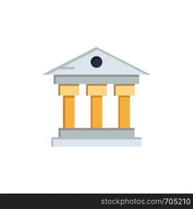 Bank, Building, Money, Service Flat Color Icon. Vector icon banner Template