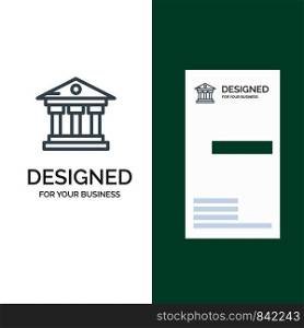 Bank, Building, Money, Service Grey Logo Design and Business Card Template