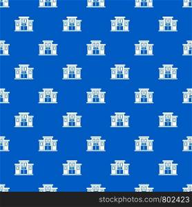 Bank building pattern repeat seamless in blue color for any design. Vector geometric illustration. Bank building pattern seamless blue