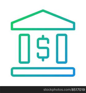 Bank building pixel perfect gradient linear vector icon. Financial operations and transactions. Money and economy. Thin line color symbol. Modern style pictogram. Vector isolated outline drawing. Bank building pixel perfect gradient linear vector icon