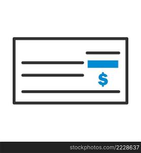 Bank Check Icon. Editable Bold Outline With Color Fill Design. Vector Illustration.