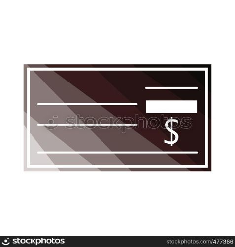 Bank check icon. Flat color design. Vector illustration.