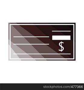 Bank check icon. Flat color design. Vector illustration.