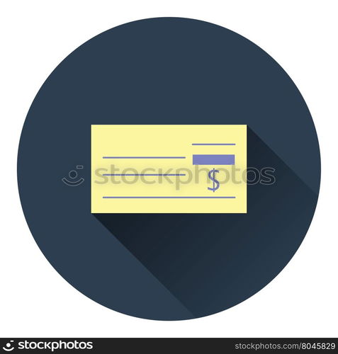 Bank check icon. Flat color design. Vector illustration.