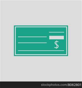 Bank check icon. Gray background with green. Vector illustration.