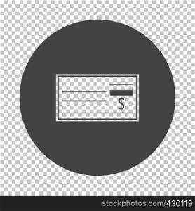 Bank check icon. Subtract stencil design on tranparency grid. Vector illustration.