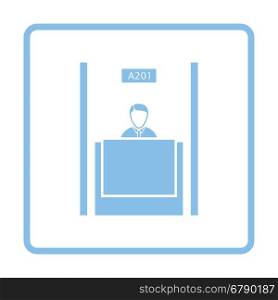 Bank clerk icon. Blue frame design. Vector illustration.