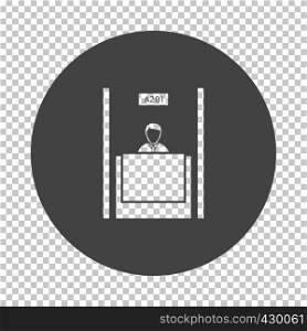 Bank clerk icon. Subtract stencil design on tranparency grid. Vector illustration.