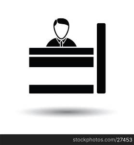 Bank clerk icon. White background with shadow design. Vector illustration.