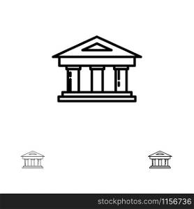 Bank, Courthouse, Finance, Finance, Building Bold and thin black line icon set
