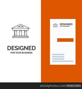 Bank, Courthouse, Finance, Finance, Building Grey Logo Design and Business Card Template
