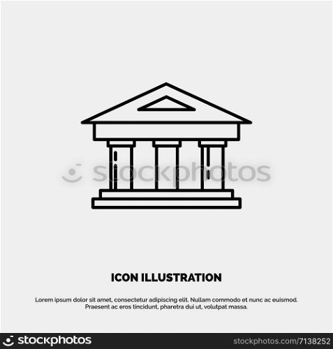 Bank, Courthouse, Finance, Finance, Building Line Icon Vector