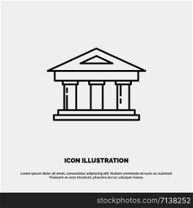 Bank, Courthouse, Finance, Finance, Building Line Icon Vector