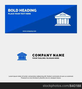 Bank, Courthouse, Finance, Finance, Building SOlid Icon Website Banner and Business Logo Template
