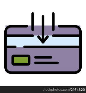 Bank credit card icon. Outline bank credit card vector icon color flat isolated. Bank credit card icon color outline vector