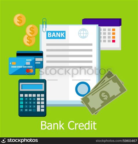 Bank credit concept design style. Credit, bank loan, credit card, banking and finance, finance payment, banking financial, pay cash, electronic debit illustration