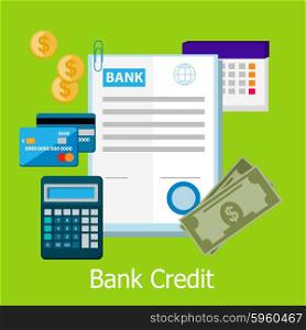 Bank credit concept design style. Credit, bank loan, credit card, banking and finance, finance payment, banking financial, pay cash, electronic debit illustration
