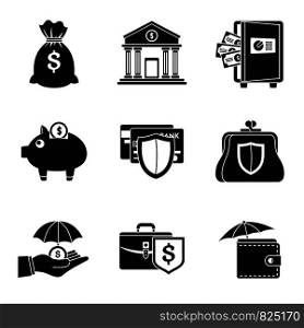 Bank deposit icon set. Simple set of bank deposit vector icons for web design on white background. Bank deposit icon set, simple style
