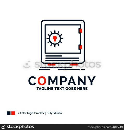 Bank, deposit, safe, safety, strongbox Logo Design. Blue and Orange Brand Name Design. Place for Tagline. Business Logo template.