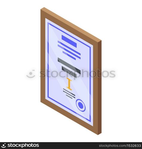 Bank diploma icon. Isometric of bank diploma vector icon for web design isolated on white background. Bank diploma icon, isometric style