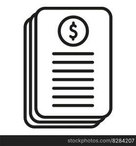 Bank document icon outline vector. Money finance. Coin reserve. Bank document icon outline vector. Money finance