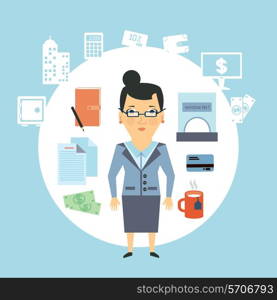 bank employee illustration. Flat modern style vector design