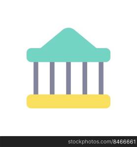 Bank flat color ui icon. Government building. Courthouse architecture. Banking services. Simple filled element for mobile app. Colorful solid pictogram. Vector isolated RGB illustration. Bank flat color ui icon