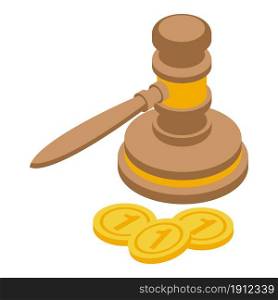 Bank gavel icon isometric vector. Legal law. Finance paper. Bank gavel icon isometric vector. Legal law