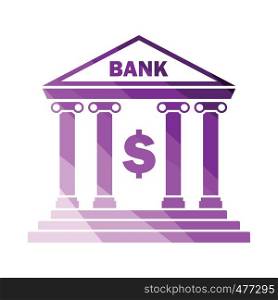 Bank icon. Flat color design. Vector illustration.