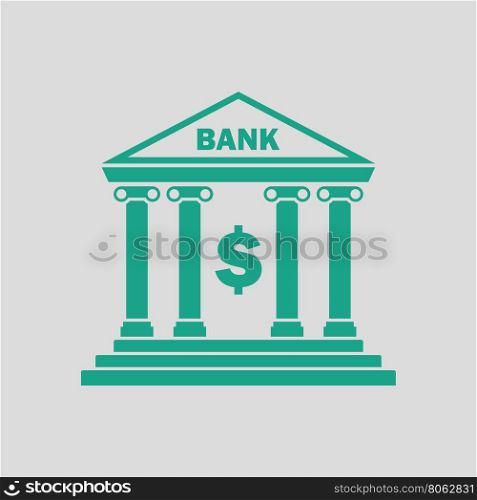 Bank icon. Gray background with green. Vector illustration.