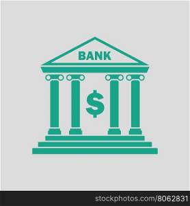 Bank icon. Gray background with green. Vector illustration.