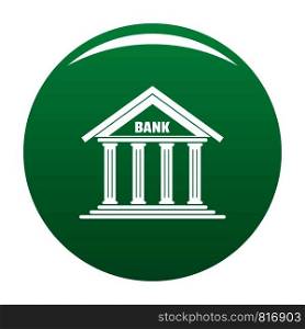 Bank icon. Simple illustration of bank vector icon for any design green. Bank icon vector green