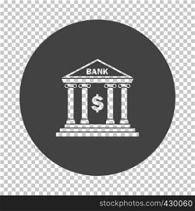 Bank icon. Subtract stencil design on tranparency grid. Vector illustration.