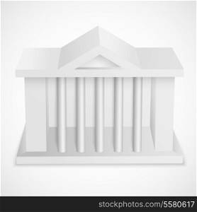 Bank icon white 3d building template isolated vector illustration