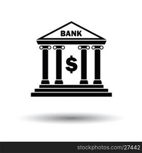 Bank icon. White background with shadow design. Vector illustration.