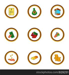 Bank icons set. Cartoon style set of 9 bank vector icons for web design. Bank icons set, cartoon style