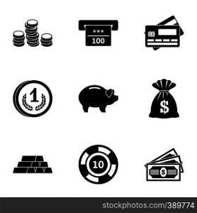 Bank icons set. Simple illustration of 9 bank vector icons for web. Bank icons set, simple style