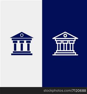 Bank, Institution, Money, Ireland Line and Glyph Solid icon Blue banner Line and Glyph Solid icon Blue banner