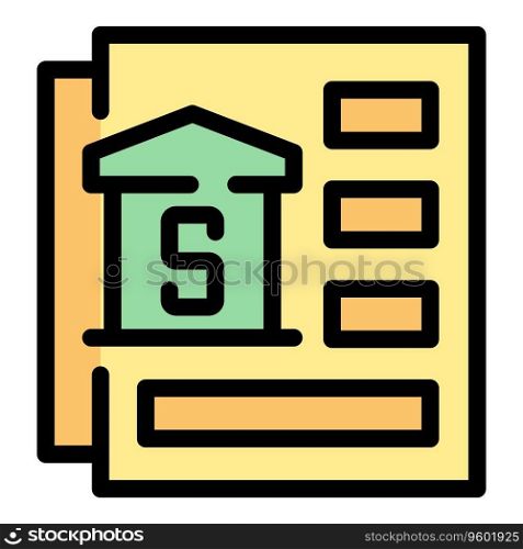 Bank loan icon outline vector. Document approve. Form paper color flat. Bank loan icon vector flat