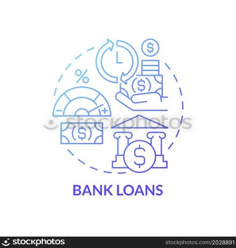 Bank loans for startup concept icon. Getting money for business development. Financing program of startup abstract idea thin line illustration. Vector isolated outline color drawing. Bank loans for startup concept icon