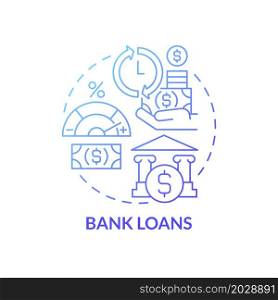 Bank loans for startup concept icon. Getting money for business development. Financing program of startup abstract idea thin line illustration. Vector isolated outline color drawing. Bank loans for startup concept icon